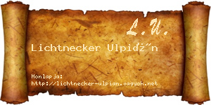 Lichtnecker Ulpián névjegykártya